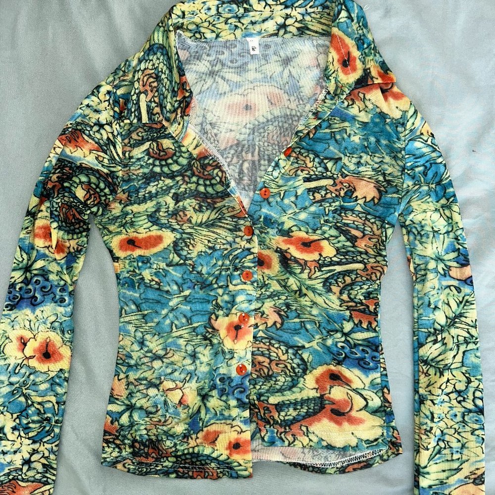 colorful abstract art long sleeve top